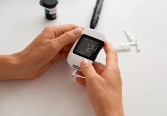 эндокринолог на дому проверяет уровень сахара в крови